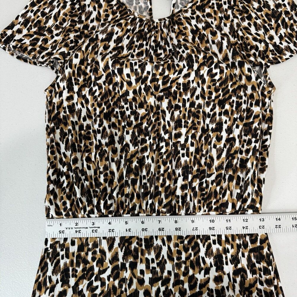 Banana Republic Womens Dress Small Tall Brown Cheetah Midi Flutter Slip Y2K 90s - Picture 7 of 12